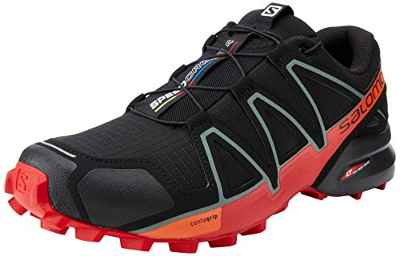 Salomon Speedcross 4, Zapatillas Hombre, Black Goji Berry Red Orange, 44 2/3 EU