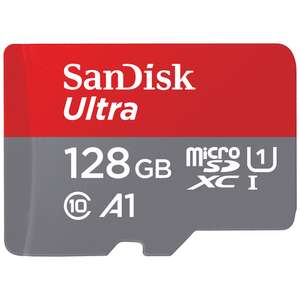 SanDisk 128GB Ultra tarjeta microSDXC + adaptador SD hasta 140 MB/s con Clase A1 de rendimiento de las aplicaciones UHS-I Class 10 U1