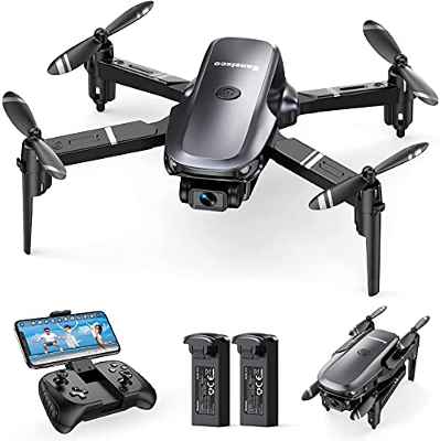 Sansisco D15 Drones con Camara 1080P, Plegable WiFi FPV RC Quadcopter para Principiantes, Modo sin Cabeza, Control Gravedad, Fotografía Gesto, Modo MV, Regalos y Juguetes para Niños