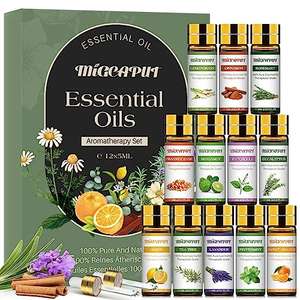 Set de Aceites Esenciales para Humidificador 12 x 5ML, 100% Puro Natural Aromaterapia Aceite Aromático para Difusor, SPA, Masaje