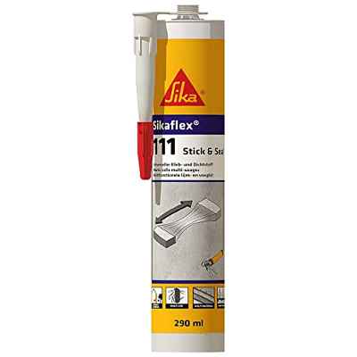 Sikaflex-111 Stick & Seal, Gris, Adhesivo y sellador flexible, masilla multiuso,juntas interiores y exteriores, 290ml