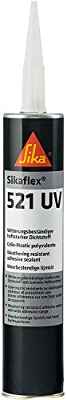 Sikaflex 521 UV, Negro, Sellador multiusos poliuretano híbrido, Sellador adherente para sellados y uniones elásticos, resistente a la intemperie, 300ml