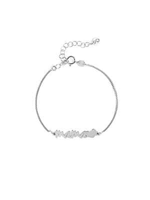 SINGULARU - Pulsera Mamá Heart Plata - Pulsera en Plata de Ley 925 con Acabado Baño de Rodio - Talla Unica - Largo de cadena 17,5 cm - Joyas para Mujer - Varios Acabados