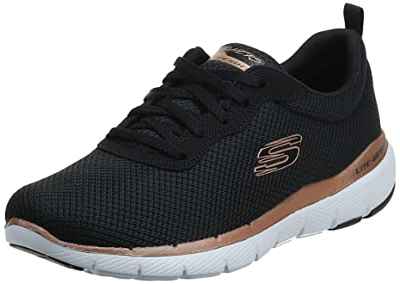 Skechers Flex Appeal 3.0-First Insight, Zapatillas Mujer, Negro (BBK Black Mesh/Trim), 38.5 EU