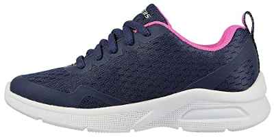 Skechers MICROSPEC MAX ELECTRIC JUMPS, Zapatillas de deporte para Niñas, Navy Mesh/Purple Trim, 35 EU