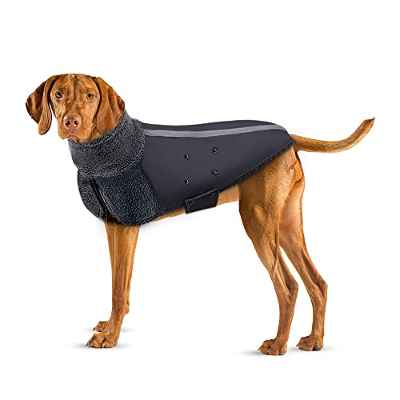 SlowTon Abrigo para Perro Invierno, Cálido Forro Polar para Exteriores con Bufanda De Cuello Alto, Rayas Reflectantes, Chaleco Resistente Al Viento, Juegos Suaves para Mascotas