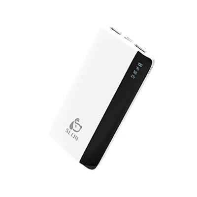 SLuB Power Bank 12000mAh Bateria Externa Carga Rapida Perfil Bajo Dos (2A) Puertos de Carga Rápida USB C Pantalla de Alimentación Digital LCD para iPhone, Samsung, Huawei, iPad, Etc (Blanco)