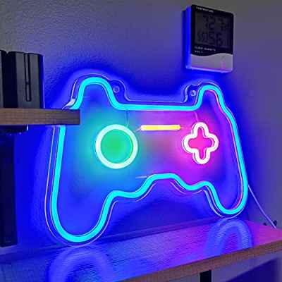 SOLIDEE Neon Gamepad Neon LED Alimentadas por USB Letrero Neon Decoración de la Habitación Luces de neón Frescas para el Dormitorio Sala de Juegos Bar Niños Regalo Decoración de Fiesta (azul)