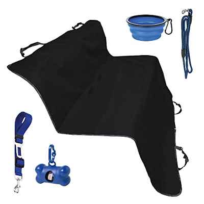 SOMKIRA Funda Asiento Perro para Coche y Maletero, Funda Protectora para Perros Universal, Impermeable y Resistente con Accesorios para Tus Mascotas y Toda la Seguridad (Azul)