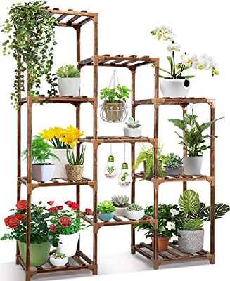 Soporte Plantas Interior y exterior, estante de madera para plantas de varios niveles, estantes de jardín, estante de madera para plantas para la sala de estar macetas, balcón,oficina y patio