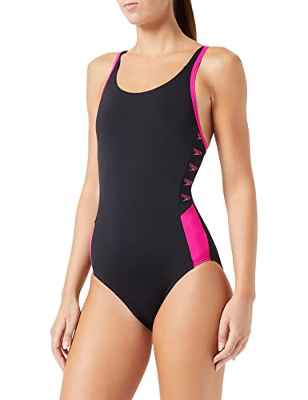 Speedo Mujeres Bañador Muscleback con el Logo Boom Splice, Negro/Electric Pink, 36 (ES 42)