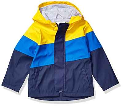 Spotted Zebra Chaqueta Impermeable Niño, Amarillo/Azul Marino, Bloque de Color, 8 años