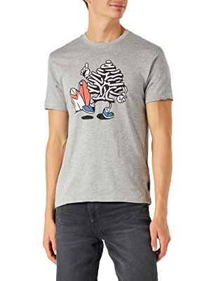 Springfield Camiseta Arbol Animado para Hombre, Gris Medio, L