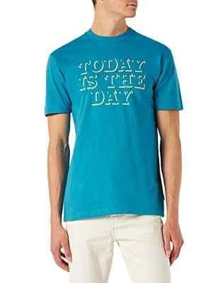 Springfield Camiseta Today Is The para Hombre, Turquesa, M