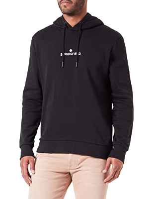 Springfield Sudadera con capucha, Sudadera Hombre, Negro (Black), S