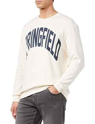 Springfield Sudadera, Sudadera Hombre, Blanco (White Print), XL