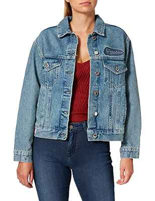 Superdry Boyfriend Crafted Trucker M4-Chaqueta Vaquera, Souvenir Covelo Mid Vintage, Small para Mujer