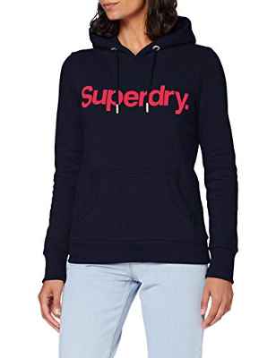 Superdry Cl Flock Hood Sudadera con Capucha, Marina Nautica, XS (Talla del Fabricante:8) para Mujer