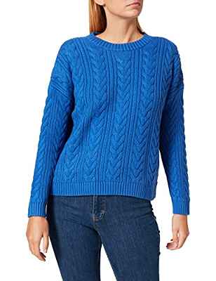 Superdry Dropped Shoulder Cable Crew Sudadera, Blue, M para Mujer