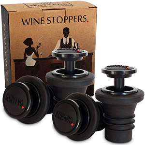 Tapones-Botella-Vino sellado al vacio, Silicona, Negro, 4