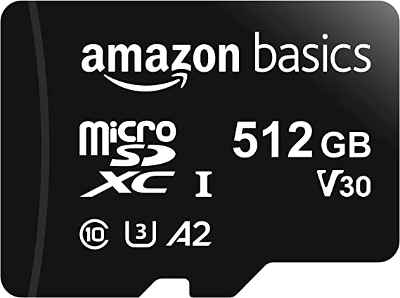 Tarjeta MicroSDXC Amazon Basics de 512GB