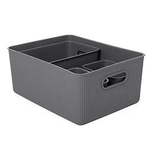 Tatay Set de 4 Cajas Organizadoras Baobab, de Polipropileno, Libre de BPA, Color Gris Antracita, Grande, (1 x 15L, 1 x 5L, 2 x 1,5L)