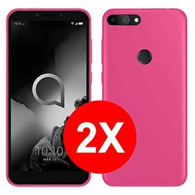 TBOC 2X Funda de Gel TPU Rosa para Alcatel 1S 2019 - Alcatel 1S (2019) [5.5 Pulgadas] [Pack: Dos Unidades] Carcasa Silicona Ultrafina Flexible Teléfono Móvil