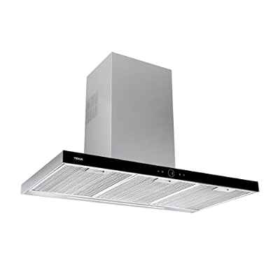 Teka DLH 986 T - Campana Extractora 90 cm, Decorativa, con Touch Control y Motor Ecopower, 3 Velocidades, Iluminación LED, Programador de Tiempo, Color Cristal Negro e Inoxidable