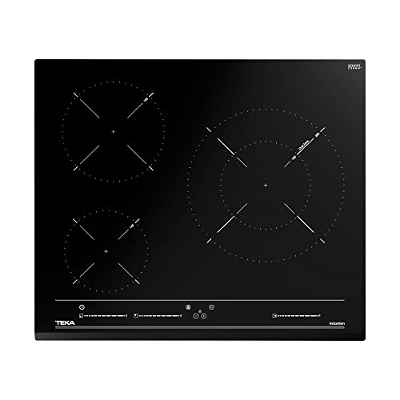 Teka IZC 63015 MSS - Placa de Inducción de 60 cm, 3 Zonas de Cocción, Touch Control Multislider, Función Power Plus - Stop & Go, Modo Silencio, Color Cristal Negro