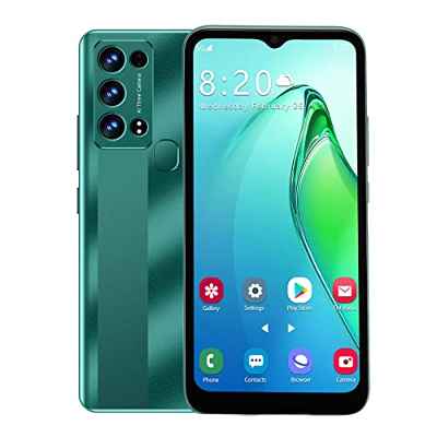 Teléfono Inteligente Desbloqueado, Teléfono Celular de 6.5 Pulgadas 6 + 128 GB Tarjeta Dual Teléfono Inteligente 5G de Doble Modo de Espera para Android Compatible con Huellas Dactilares(Verde)