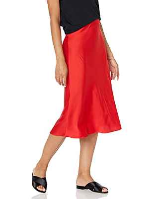 The Drop Maya Falda con efecto seda para Mujer, Rojo, 5XL Grande