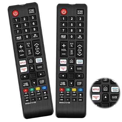 TISHOW 2 Piezas Mando Samsung Smart TV, Nuevo Samsung BN59-01315B Mando a Distancia de Repuesto para Samsung Smart TV LCD 4K TVs, con Netflix Rakuten TV Prime Video Button