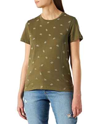 TOM TAILOR Señoras Camiseta con estampado 1031765, 11279 - Dry Greyish Olive, M