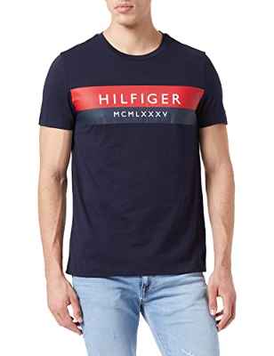 Tommy Hilfiger Camiseta Hilfiger de Dos Tonos S/S, Desert Sky, S para Hombre