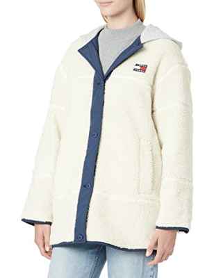 Tommy Hilfiger Chaqueta Sherpa Reversible Tjw Abrigos Tejidos, Ecru/Multi, M para Mujer