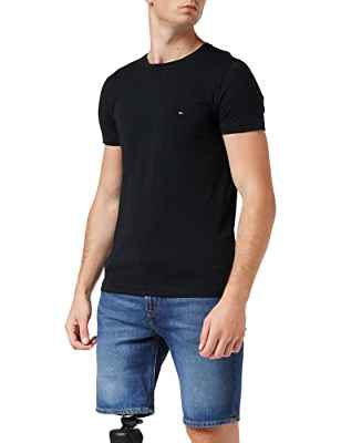 Tommy Hilfiger Core Stretch Slim Cneck tee Camiseta, Negro (Flag Black 083), L para Hombre