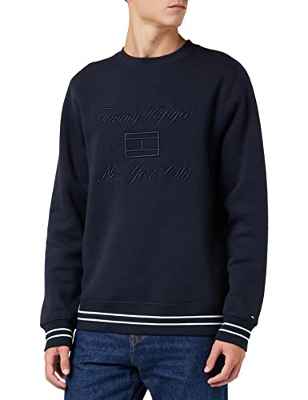 Tommy Hilfiger Cuello Redondo con Punta Mixta Sudaderas, Desert Sky, L para Hombre