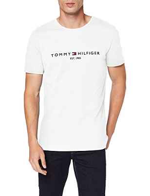 Tommy Hilfiger Flag tee, Camisa Deportiva Hombre, Blanco (Snow White 118), Medium