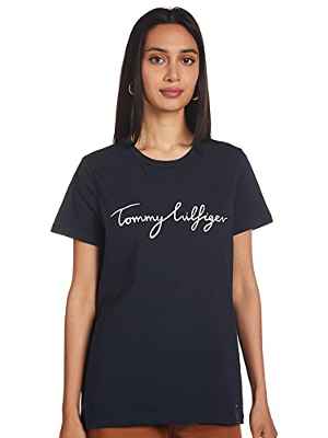 Tommy Hilfiger Heritage Crew Neck Graphic tee Camiseta, Azul (Midnight 403), Medium para Mujer