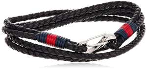 Tommy Hilfiger Jewelry Pulsera para Hombre de Piel Negro