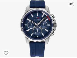 Tommy Hilfiger Reloj Analógico de Cuarzo multifunción para hombre con Correa en silicona Azul