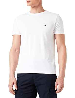 Tommy Hilfiger Stacked Hilfiger Back Logo tee Camiseta, White, L para Hombre