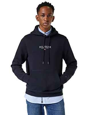 Tommy Hilfiger Sudadera con capucha hombre Hilfiger Logo Hoody de una mezcla de algodón orgánico, Azul (Desert Sky), S