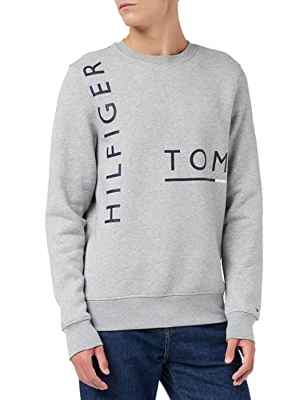 Tommy Hilfiger Sudadera Graphic Off Placement, Light Grey Heather, M para Hombre