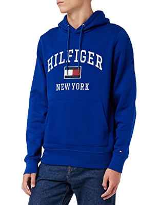 Tommy Hilfiger Sudadera universitaria Moderna Capucha, Bold Blue, M para Hombre