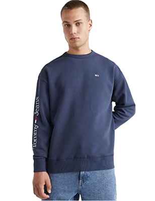 Tommy Hilfiger TJM Reg Linear Placement Crew Sudaderas, Twilight Navy, M para Hombre