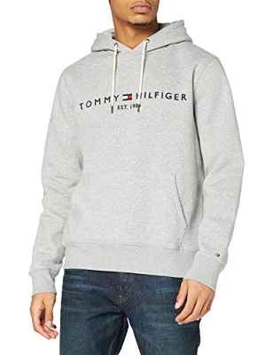 Tommy Hilfiger Tommy Logo Hoody sudadera, Grau (Cloud Htr 501), Medium para Hombre