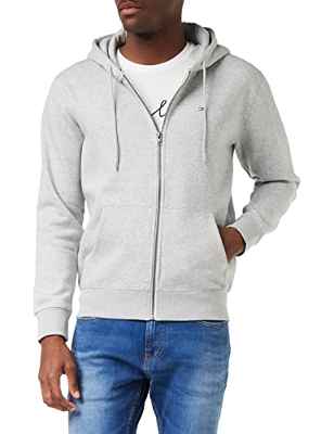 Tommy Jeans TJM Fleece Zip Hoodie Sudadera con Cremallera Regular de Forro Polar, Light Grey Htr, L para Hombre