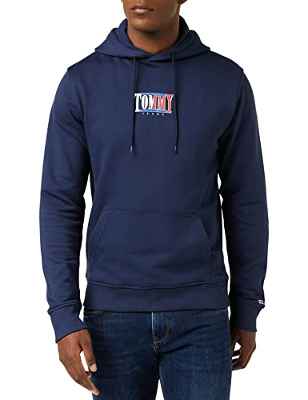 Tommy Jeans TJM Reg Essential Graphic-Sudadera con Capucha, Azul Marino (Twilight Navy), XL para Hombre