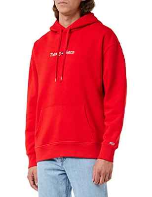 Tommy Jeans TJM Reg Linear-Sudadera con Capucha, Carmesí Intenso, S para Hombre